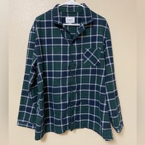 Men's Goodfellow Plaid Flannel Pajama Top in Forest Green/Navy Size L